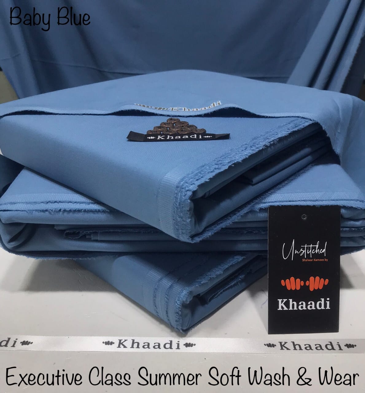 Khaadi Baby Blue Executive Class Soft Summer Wash & Wear – Men’s Unstitched Suit