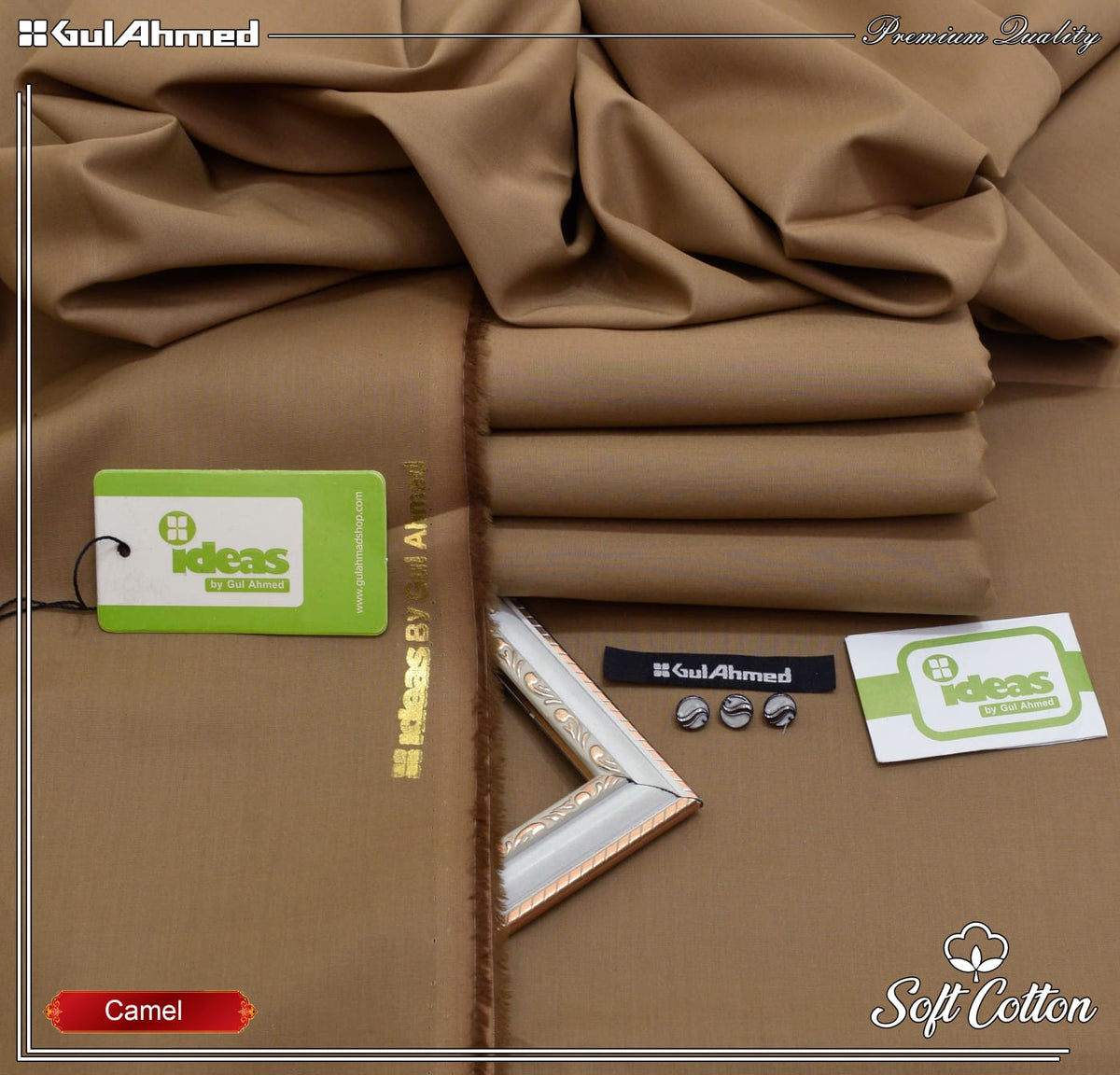 Gul Ahmed 100%Cotton- Camel Unstitched Men's Wear | Best For Summer