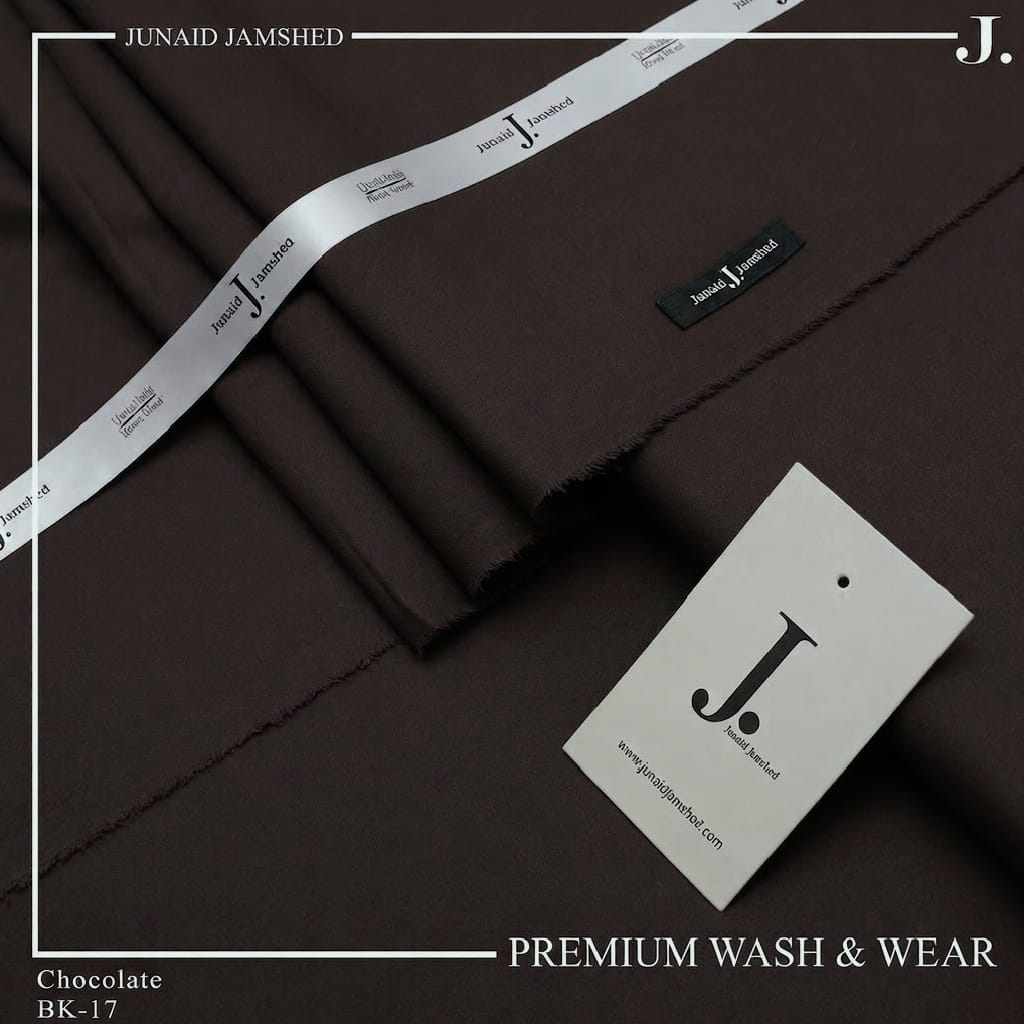 Junaid Jamshed Chocolate Brown Tropical Premium Wash & Wear – Men’s Unstitched Four-Season Suit 2026