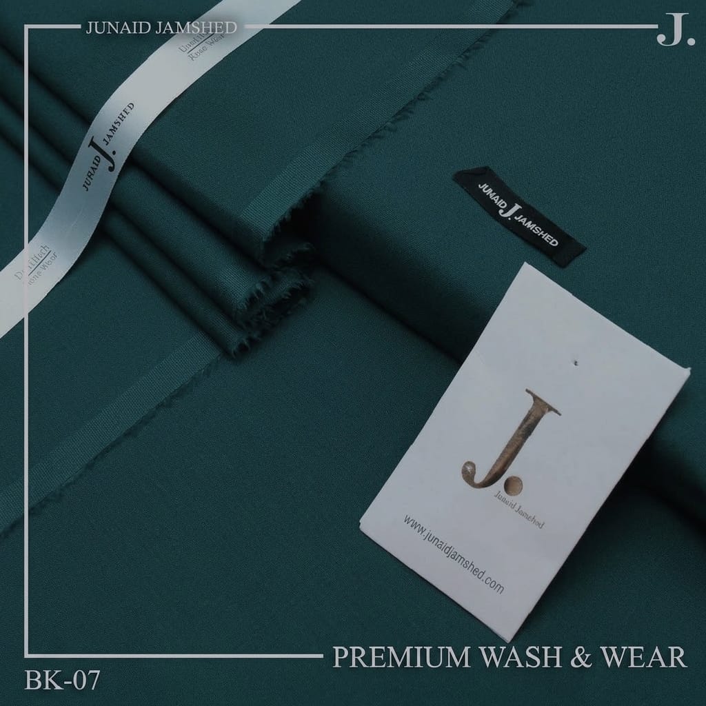 Junaid Jamshed Emerald Teal Tropical Premium Wash & Wear – Men’s Unstitched Four-Season Suit 2026