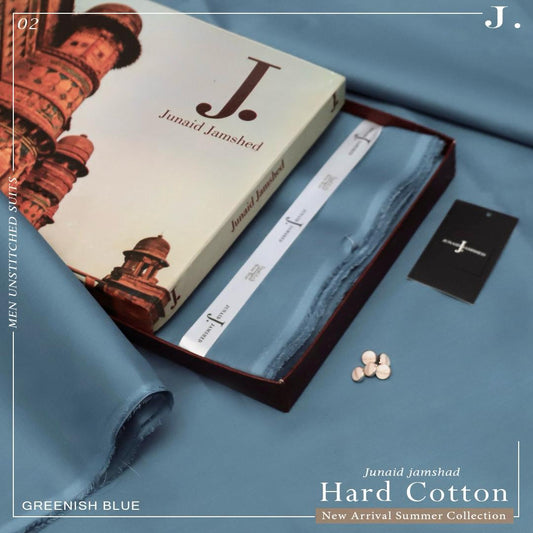 J. 100%Cotton-Greenish Blue-Unstitched Men's Wear | Best For Summer