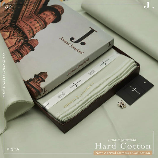 J. 100%Cotton-Pista Green-Unstitched Men's Wear | Best For Summer