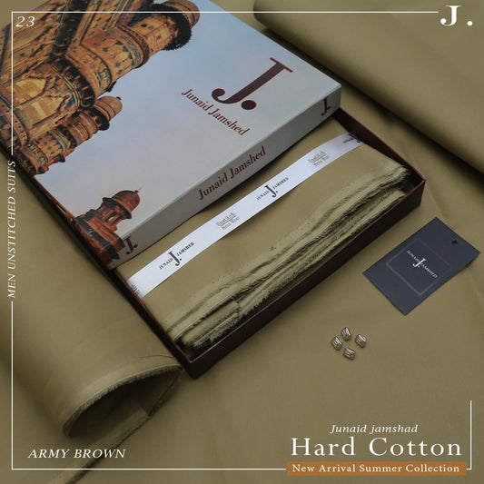 J. 100%Cotton-Army Brown-Unstitched Men's Wear | Best For Summer
