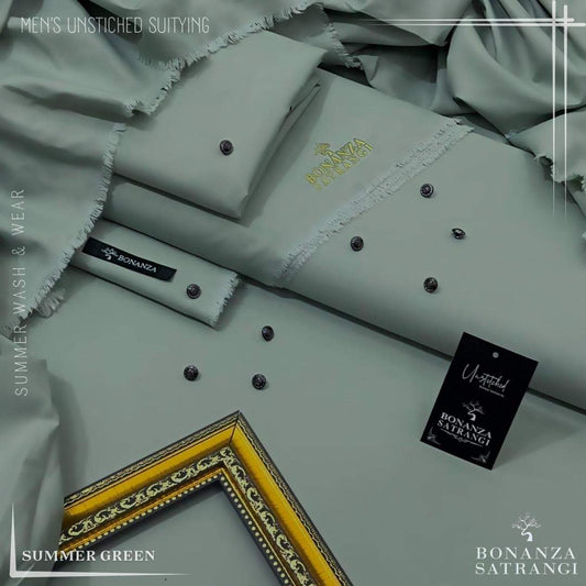 Bonanza Satrangi Summer Green Premium Wash & Wear – Unstitched Men’s Suit