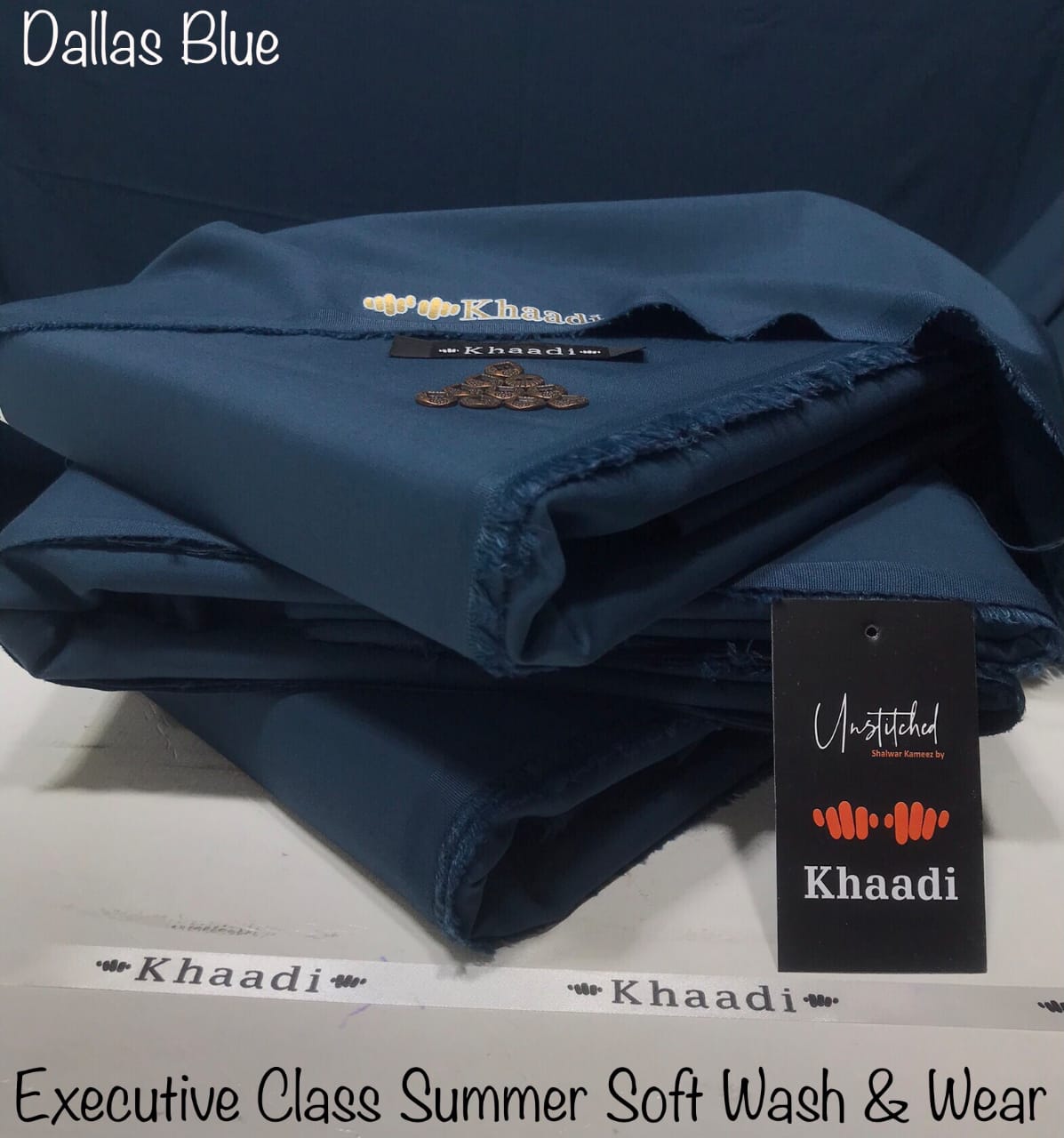 Khaadi Dallas Blue Class Soft Summer Wash & Wear – Men’s Unstitched Suit