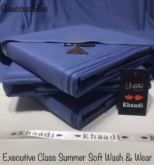 Khaadi Glaucous Blue Class Soft Summer Wash & Wear – Men’s Unstitched Suit