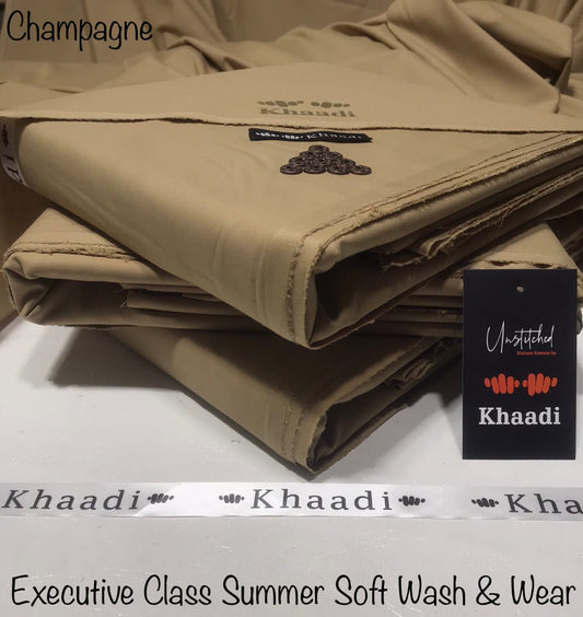Khaadi Champagne Class Soft Summer Wash & Wear – Men’s Unstitched Suit