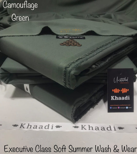 Khaadi Camouflage Green Class Soft Summer Wash & Wear – Men’s Unstitched Suit