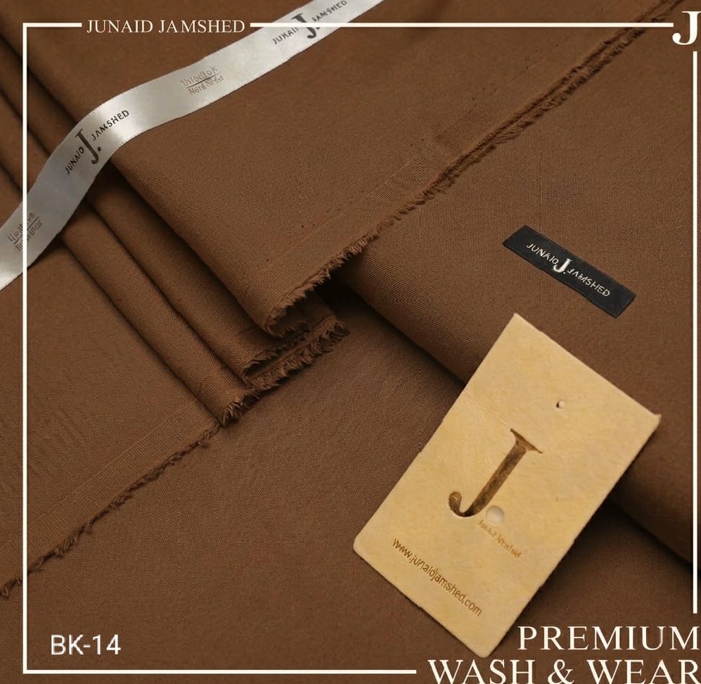 Junaid Jamshed Coffee Brown Tropical Premium Wash & Wear – Men’s Unstitched Four-Season Suit 2026