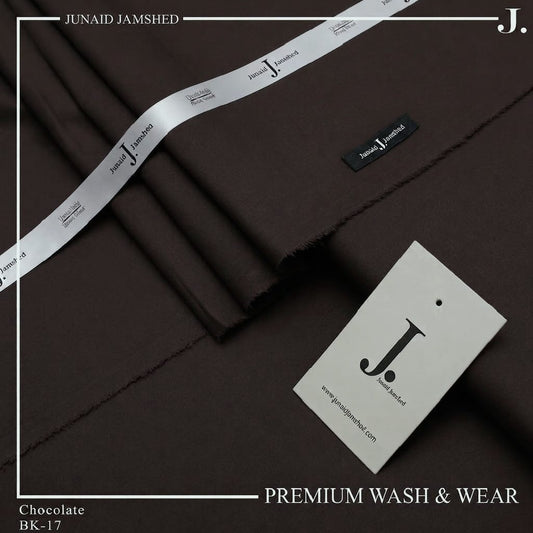 Junaid Jamshed Chocolate Brown Tropical Premium Wash & Wear – Men’s Unstitched Four-Season Suit 2026