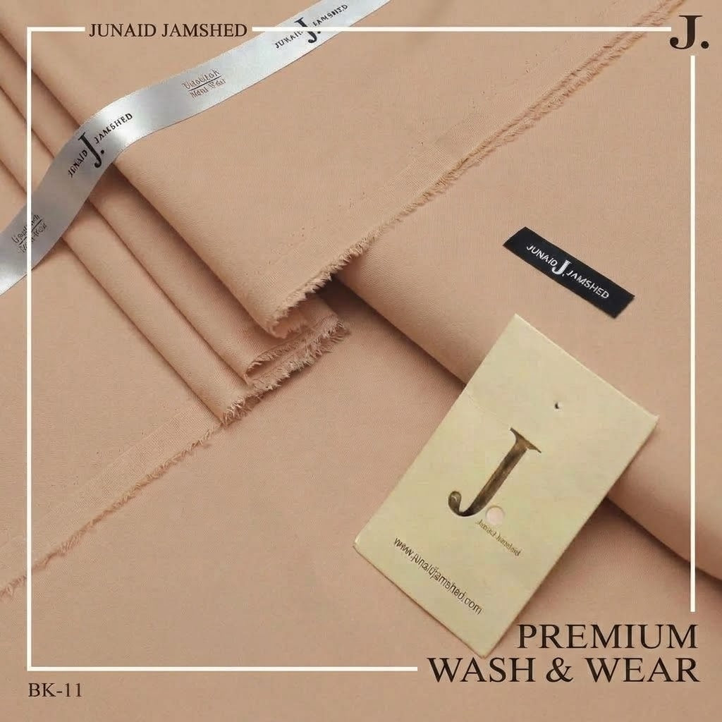 Junaid Jamshed Skin Beige Tropical Premium Wash & Wear – Men’s Unstitched Four-Season Suit 2026