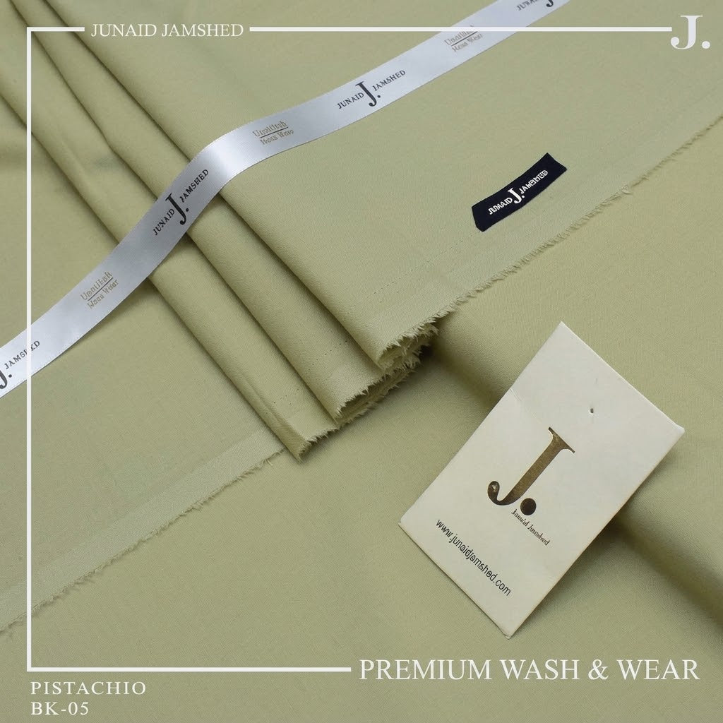 Junaid Jamshed Pistachio Tropical Premium Wash & Wear – Men’s Unstitched Four-Season Suit 2026