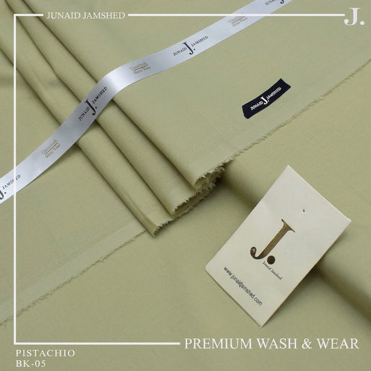 Junaid Jamshed Pistachio Tropical Premium Wash & Wear – Men’s Unstitched Four-Season Suit 2026