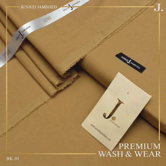 Junaid Jamshed Sand Beige Tropical Premium Wash & Wear – Men’s Unstitched Four-Season Suit 2026