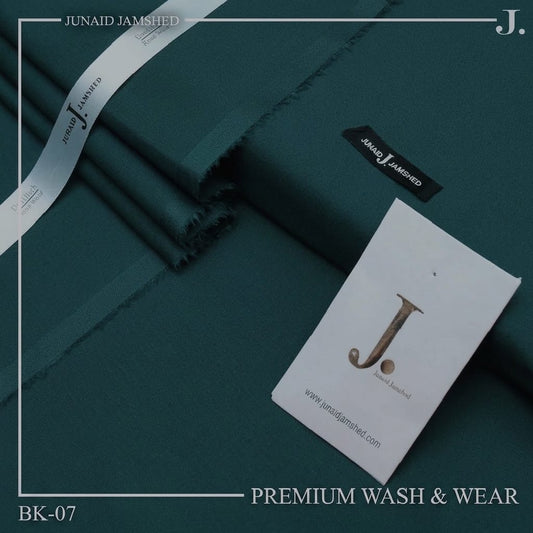 Junaid Jamshed Emerald Teal Tropical Premium Wash & Wear – Men’s Unstitched Four-Season Suit 2026